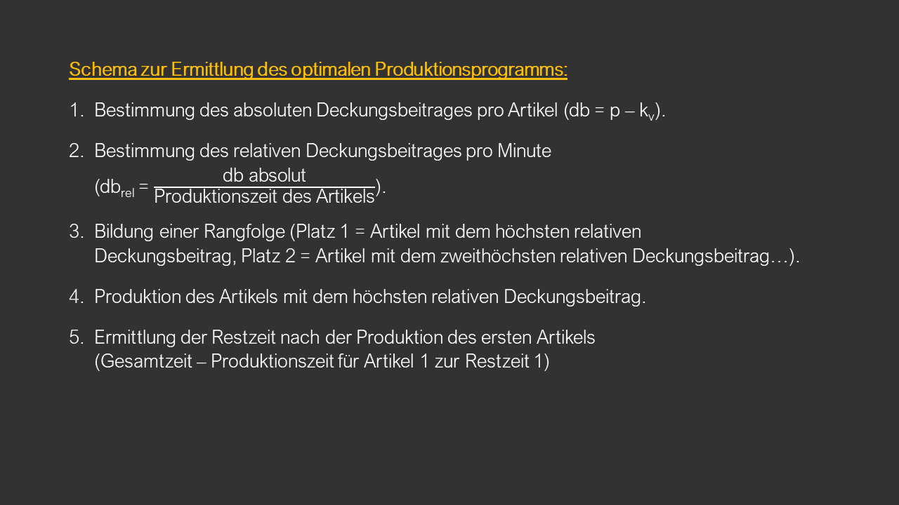Dozenten-Ausgewählte Themen-Deckungsbeitragsrechnung