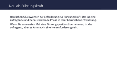 Neu als Führungskraft