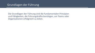 Grundlagen der Führung