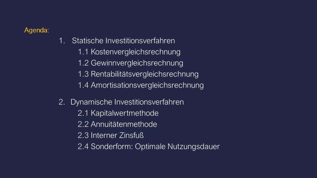 Dozenten-Ausgewählte Themen-Investitonsverfahren