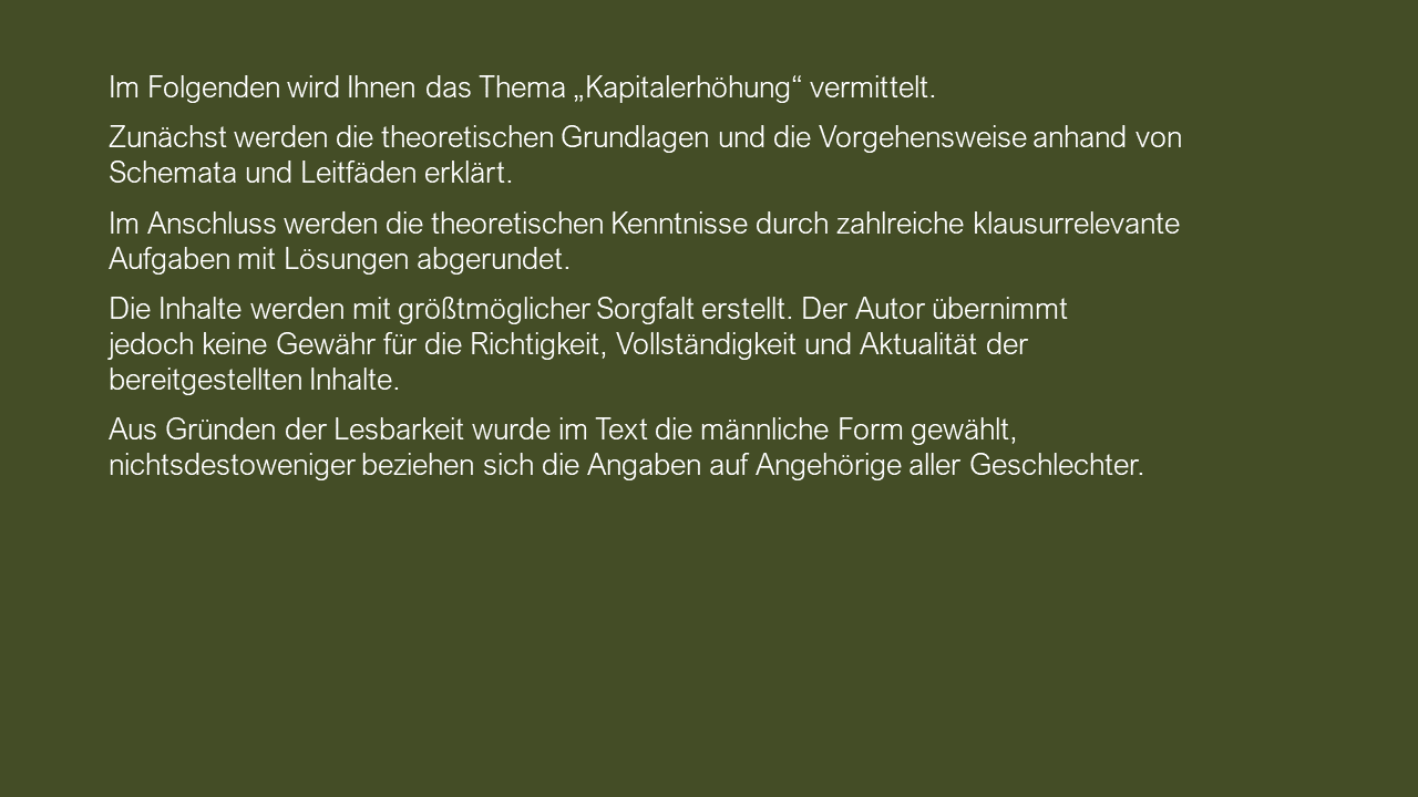 Dozenten-Ausgewählte Themen-Kapitalerhöhung