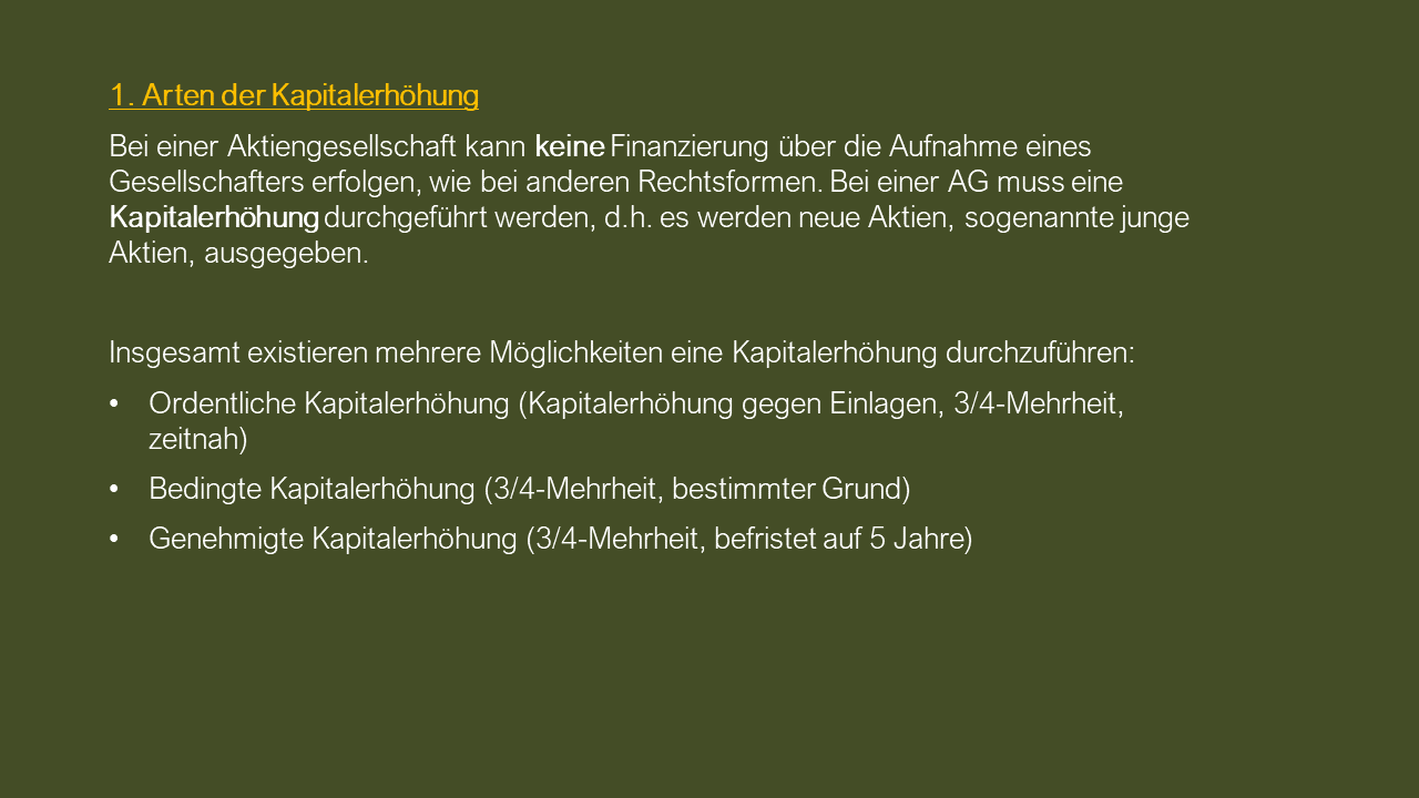 Dozenten-Ausgewählte Themen-Kapitalerhöhung