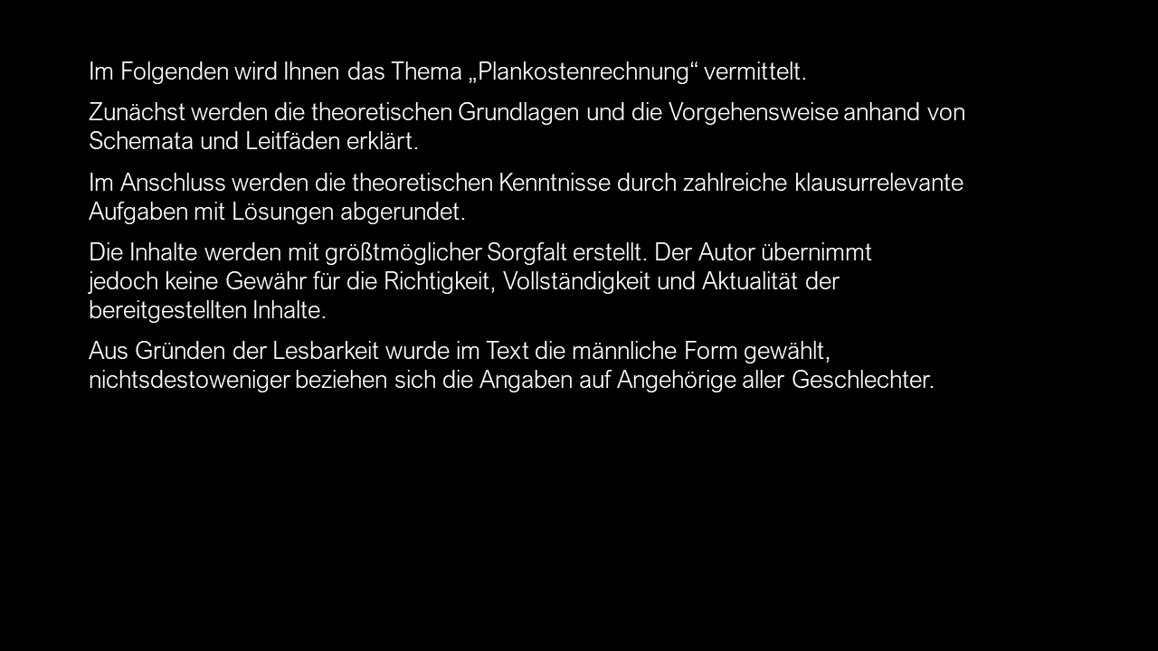 Dozenten-Ausgewählte Themen-Plankostenrechnung