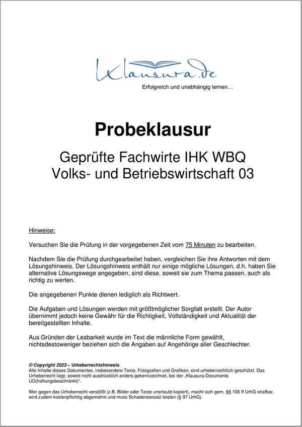 Probeklausuren-WFW-VWL/BWL 3