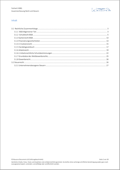 Zusammenfassungen-WFW-Recht und Steuern