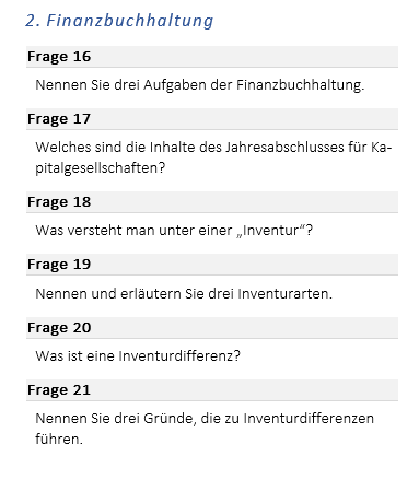 Fachwirt kompakt Mündliche Ergänzungsprüfung Rechnungswesen