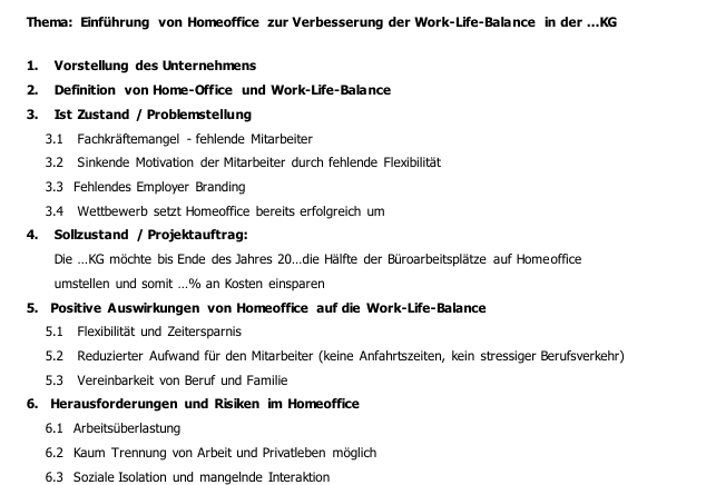 Projektarbeit Betriebswirte - Themenvorschläge mit Gliederung