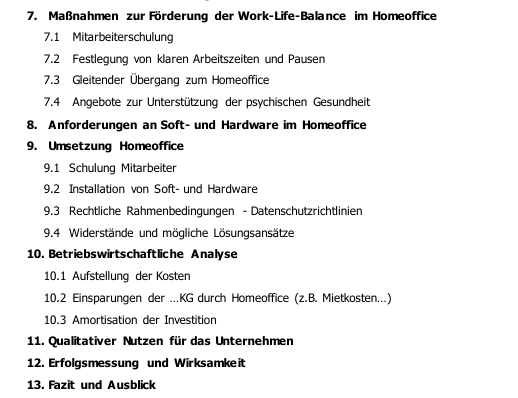 Projektarbeit Betriebswirte - Themenvorschläge mit Gliederung