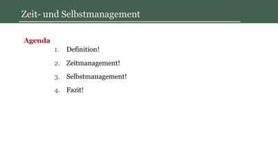 Zeit- und Selbstmanagement